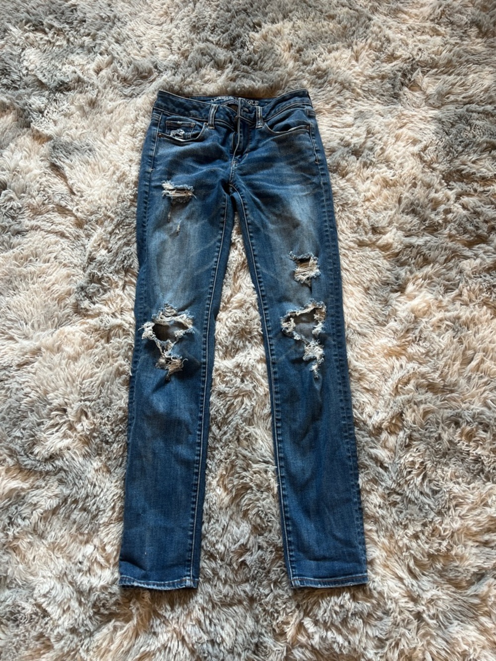 American Eagle Outfitters Ripped Dark Blue Skinny Jeans